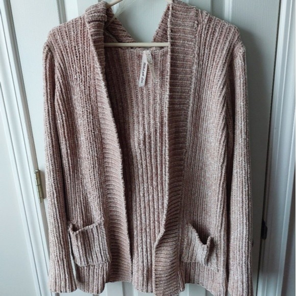 Ashley By 26 International Sweaters - Ashley By 26 International - Ultra Soft Beige Knitted Cardigan Hooded Sweater